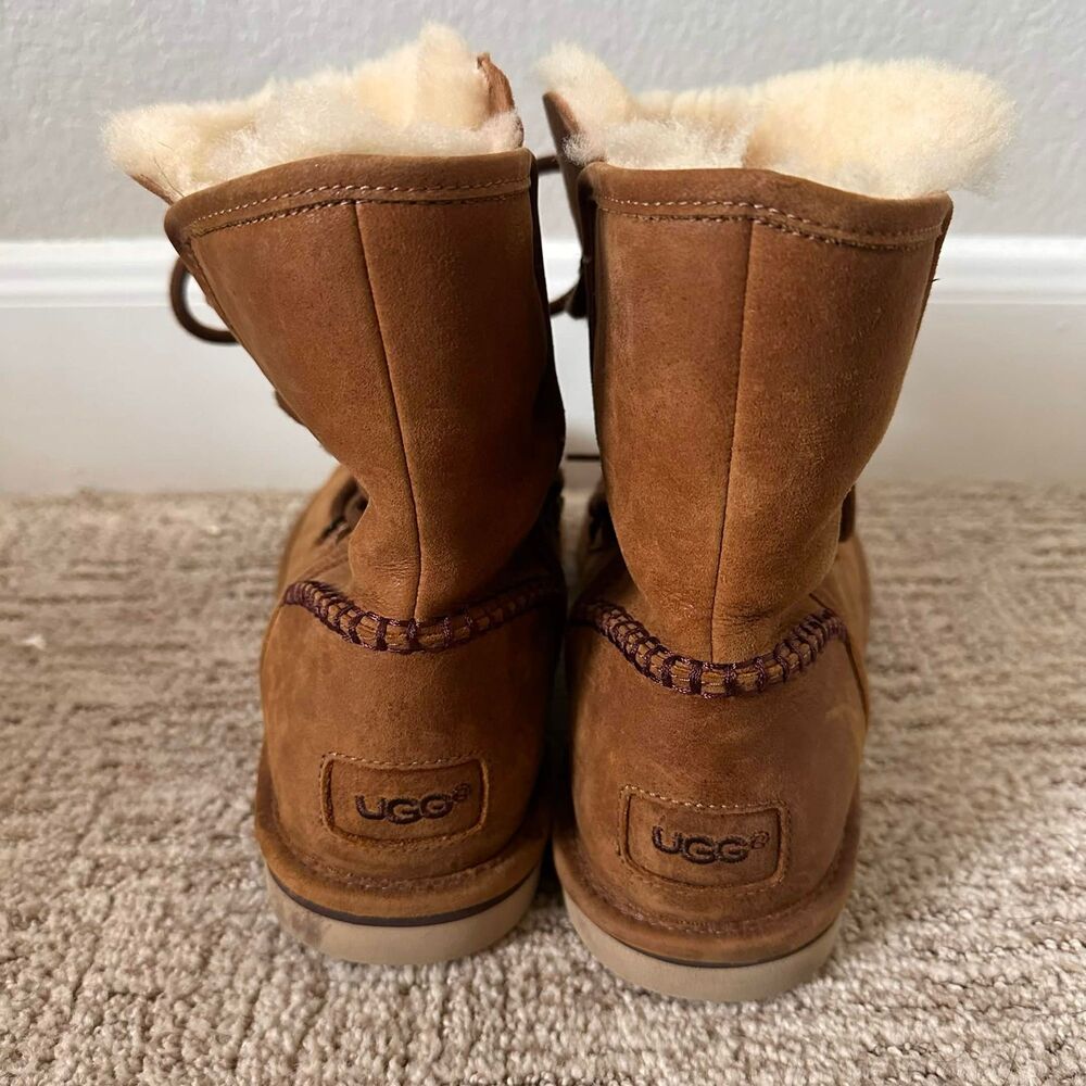 UGG Lodge Chestnut Suede Lace Up Sheepskin Boots - 10 Gorpcore - Picture 4 of 6